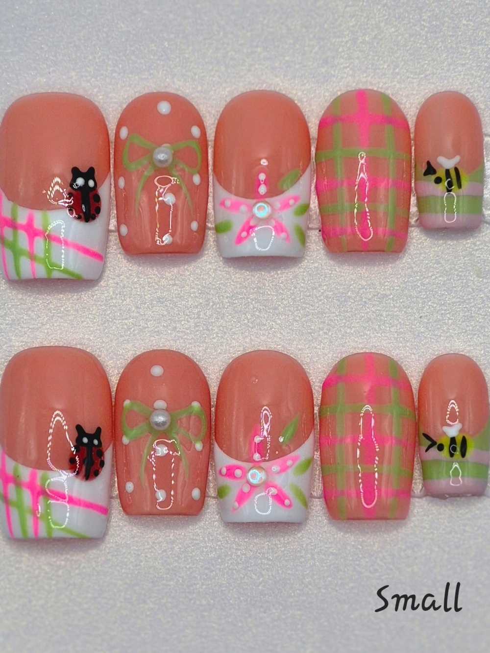 Small Square Press On Nails Fae Garden Party Handmade